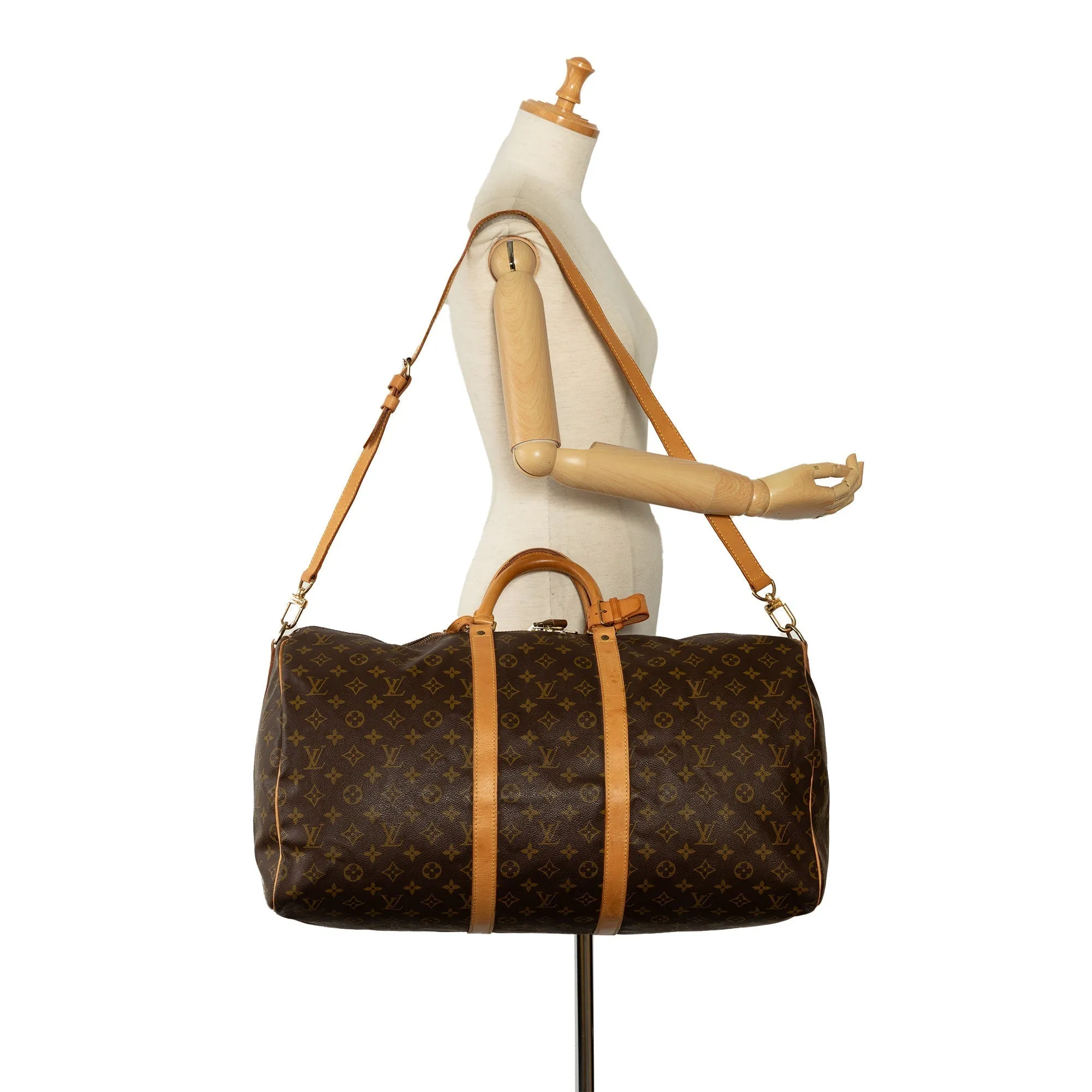 Brown Louis Vuitton Monogram Keepall Bandouliere 55 Travel Bag