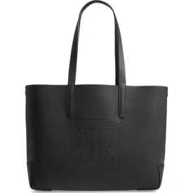Burberry Embossed Monogram Black Leather Tote