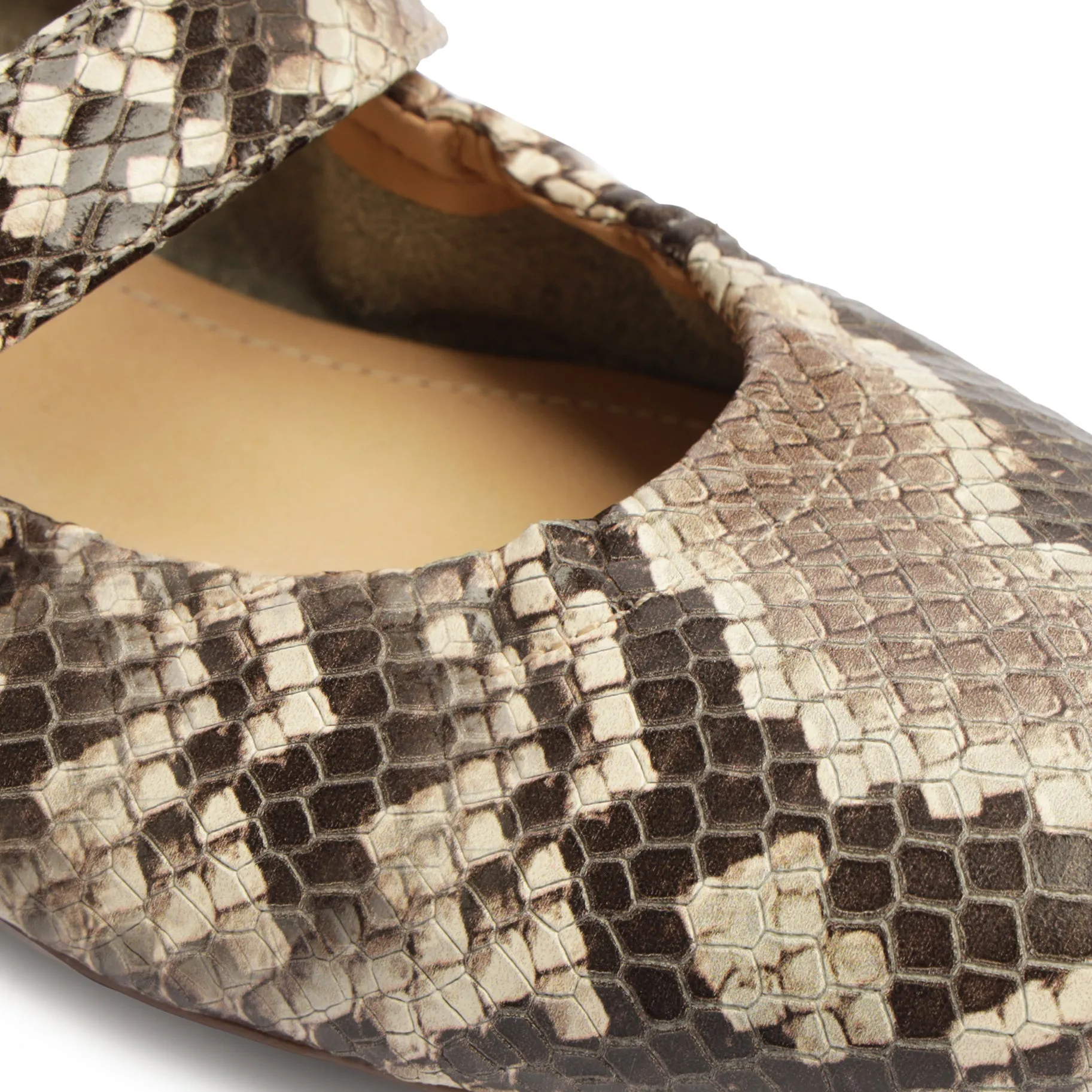 Calita Snake-Embossed Leather Flat