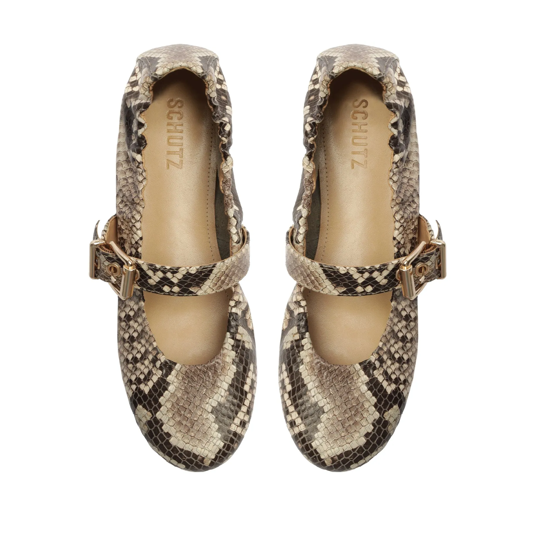 Calita Snake-Embossed Leather Flat