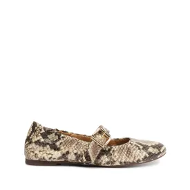 Calita Snake-Embossed Leather Flat
