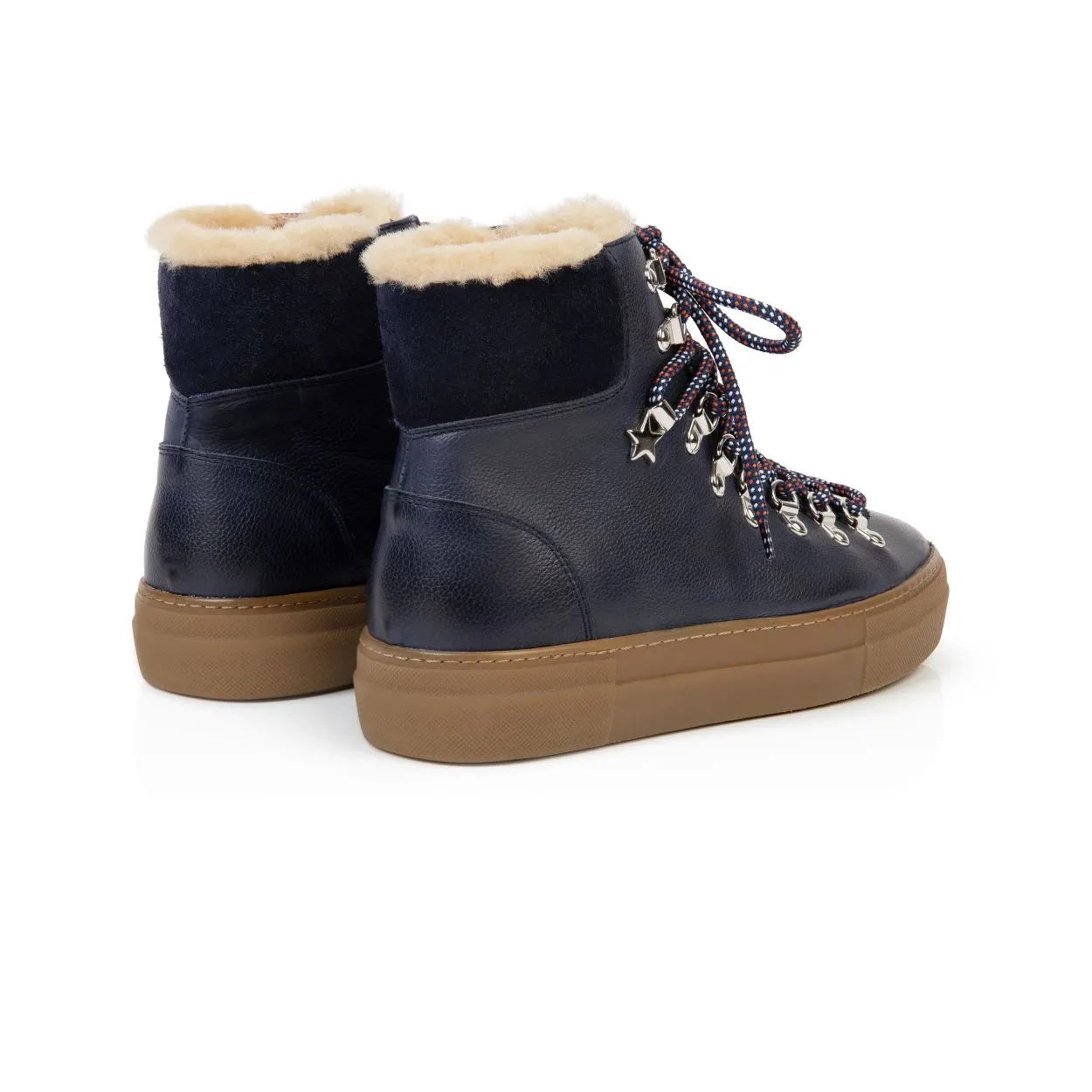 Camino: Navy Leather And Shearling Boots