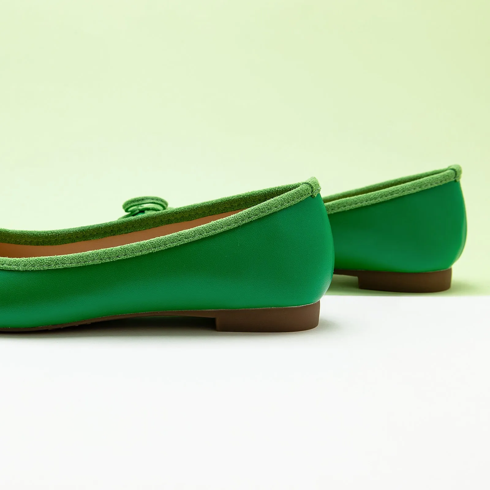 Cap-Toe Ballet Flats (Elena) Green