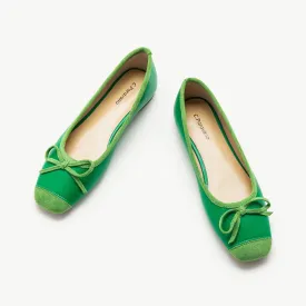 Cap-Toe Ballet Flats (Elena) Green