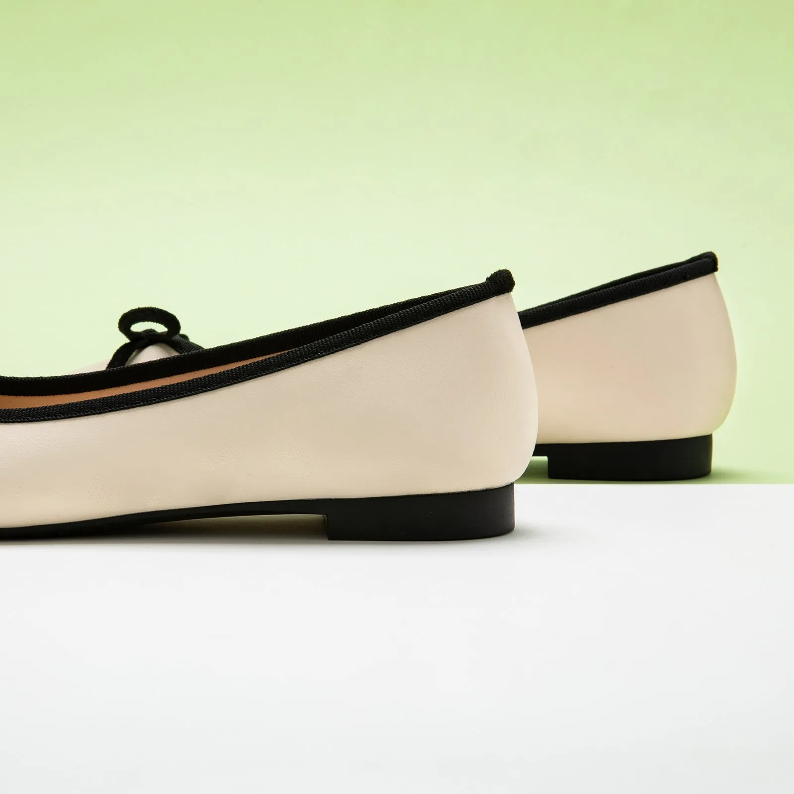 Cap-Toe Ballet Flats (Elena) White