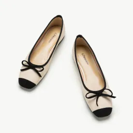 Cap-Toe Ballet Flats (Elena) White