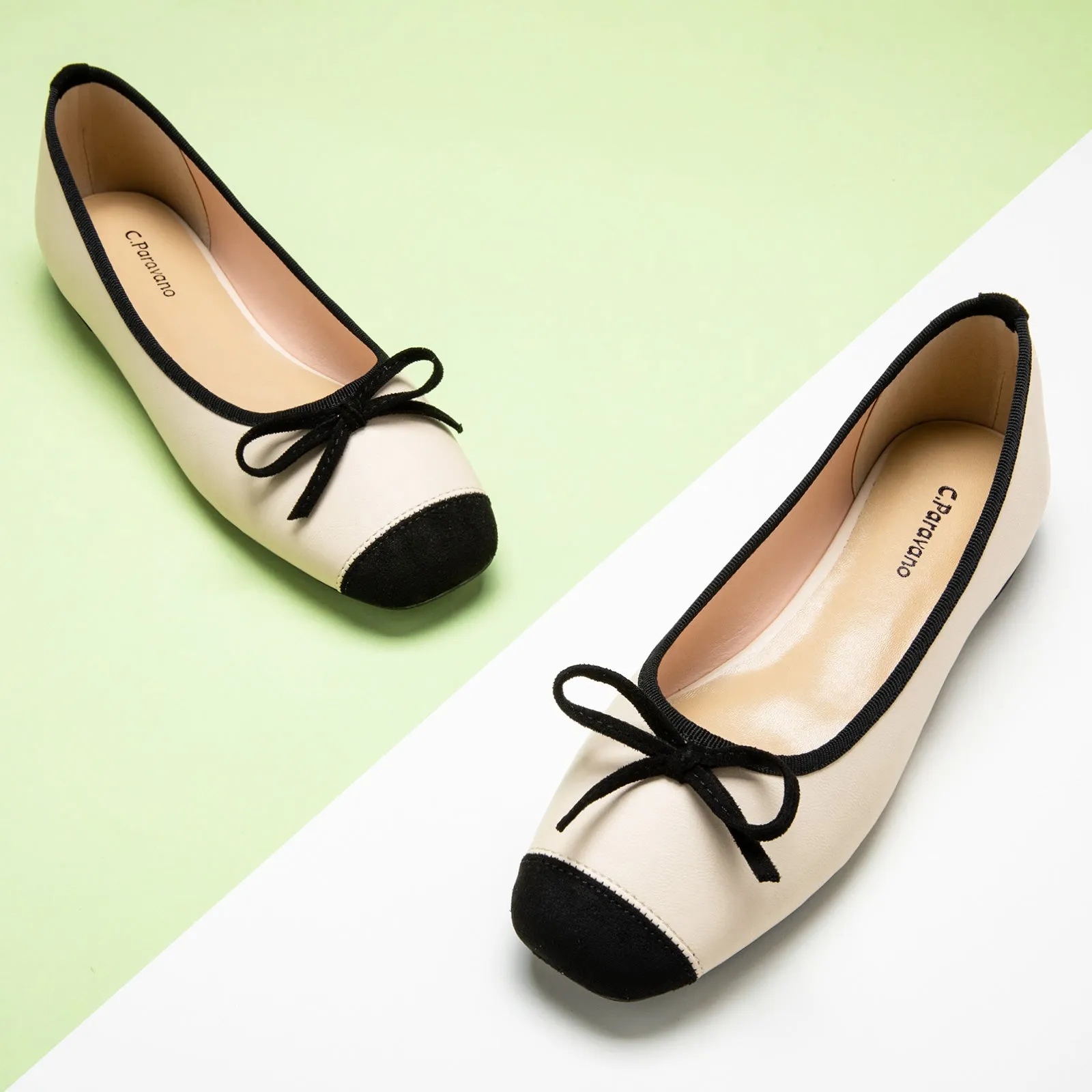 Cap-Toe Ballet Flats (Elena) White