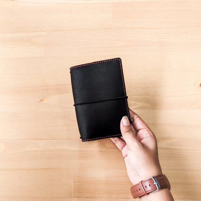 Carbon Black TBC Travellers Journal   Docket / Passport [Italian Vachetta]