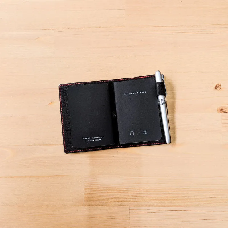 Carbon Black TBC Travellers Journal   Docket / Passport [Italian Vachetta]