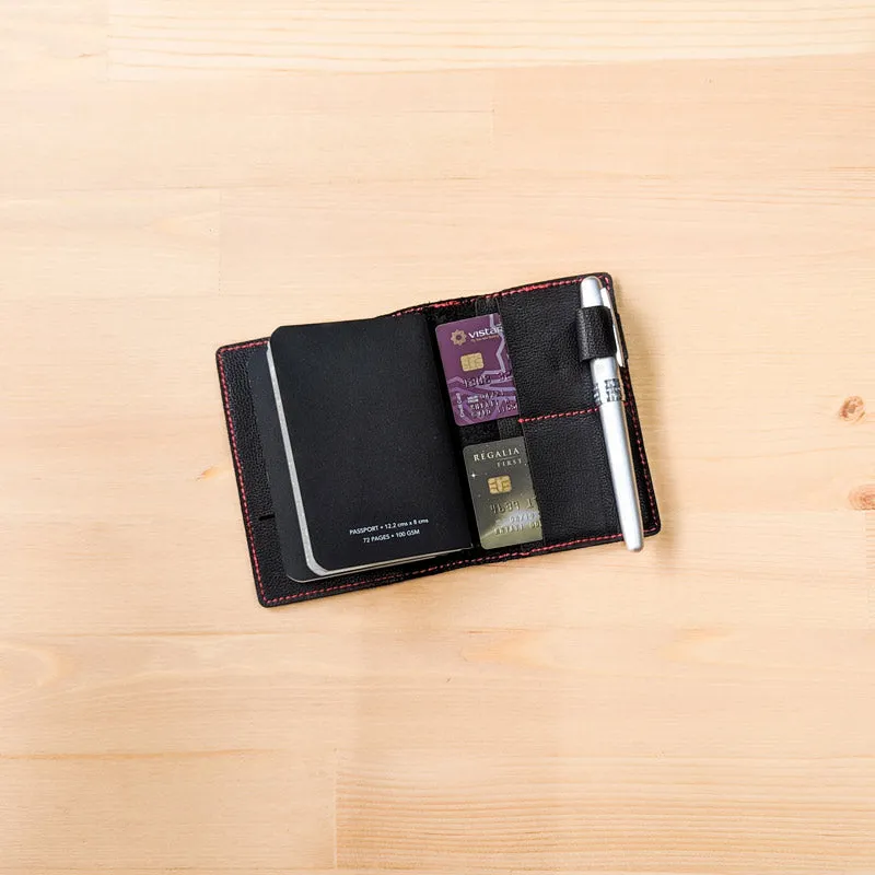 Carbon Black TBC Travellers Journal   Docket / Passport [Italian Vachetta]