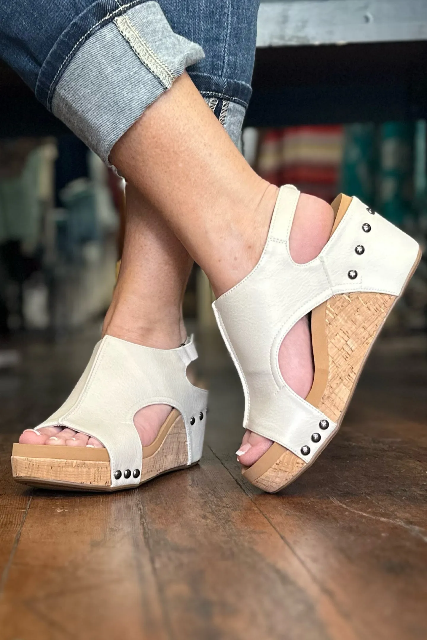 CARLEY By Corkys Cream Wedge