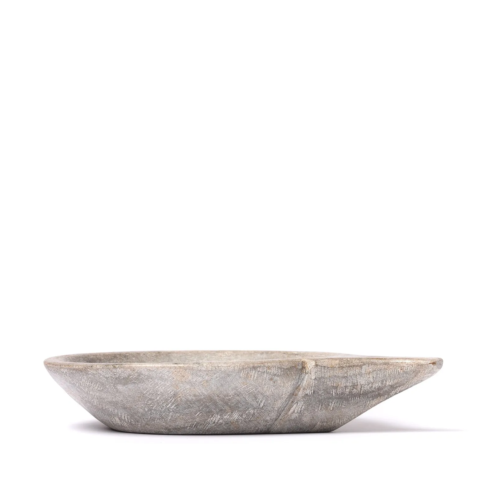 Carved Grey Marble Bowl From Rajasthan