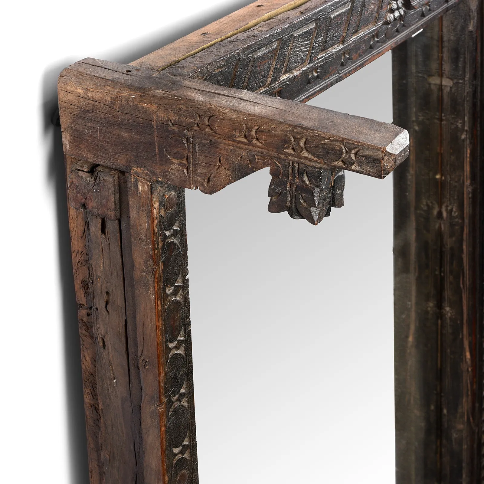 Carved Indian Door Mirror From Nagaur - Ca 1900