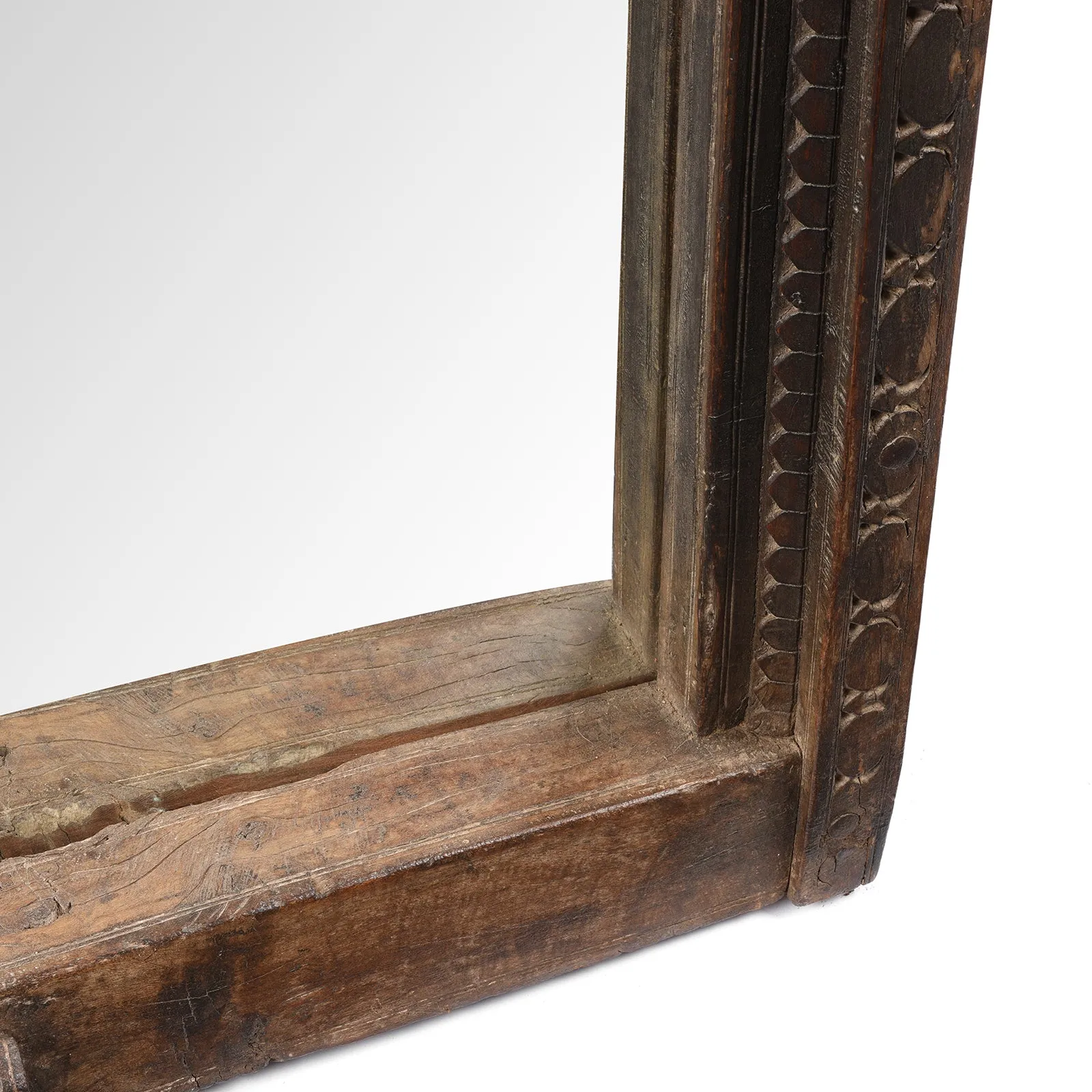 Carved Indian Door Mirror From Nagaur - Ca 1900