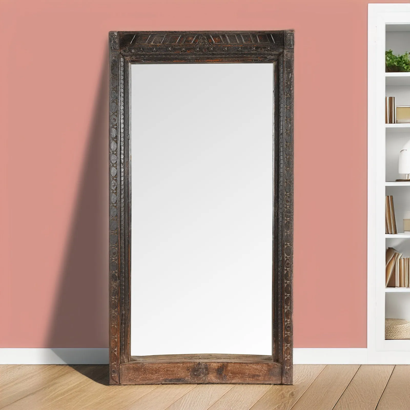 Carved Indian Door Mirror From Nagaur - Ca 1900