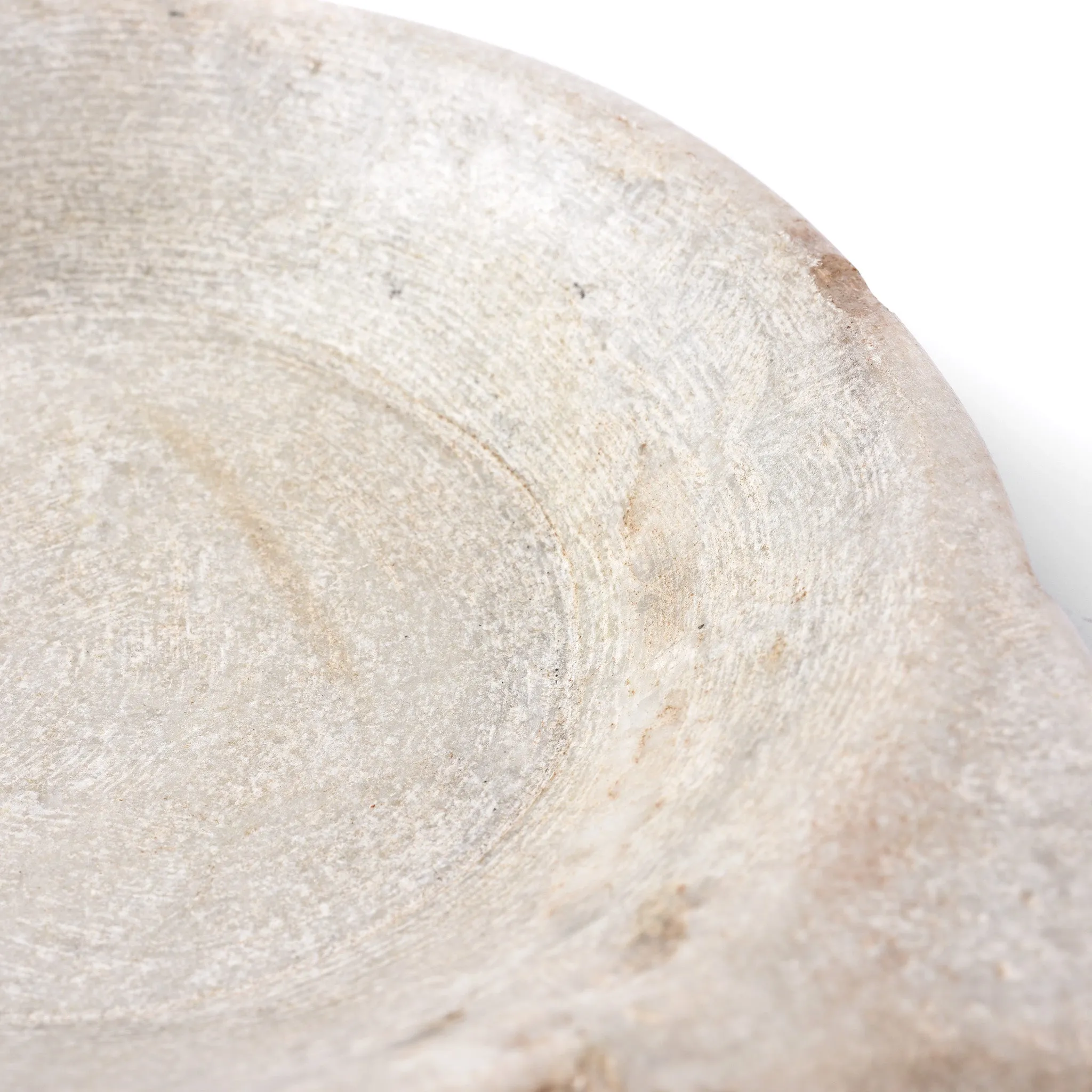 Carved Marble Bowl With Handle From Rajasthan
