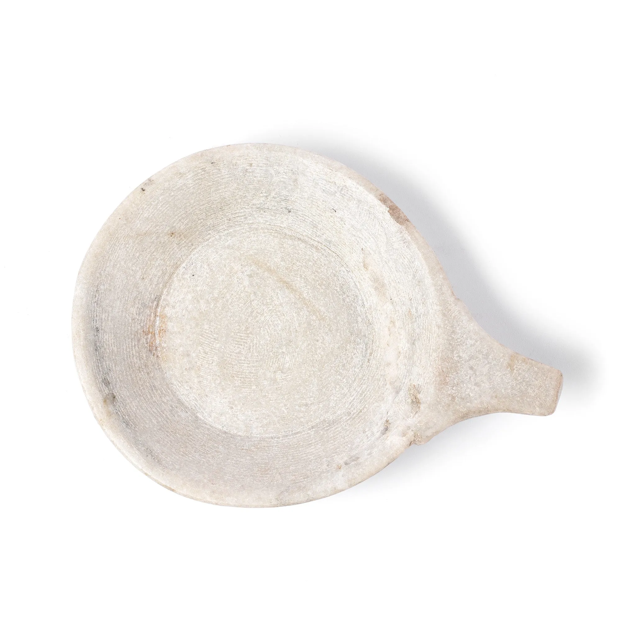 Carved Marble Bowl With Handle From Rajasthan