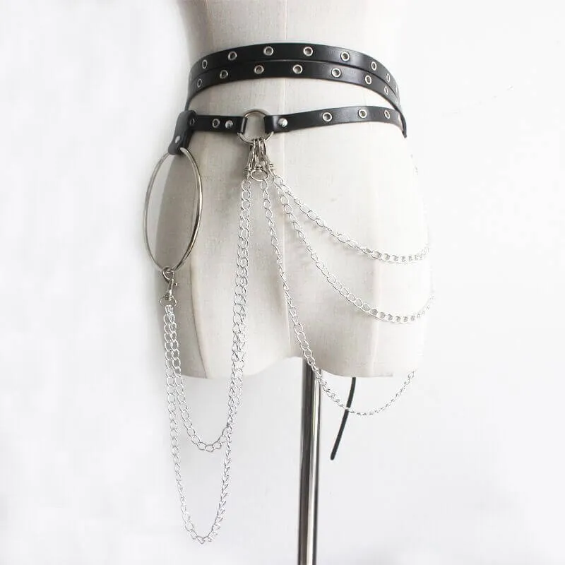 Chain Tassels PU Leather Punk Waist Belt