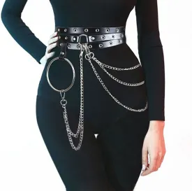 Chain Tassels PU Leather Punk Waist Belt