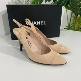 Chanel Blush Suede Slingbacks