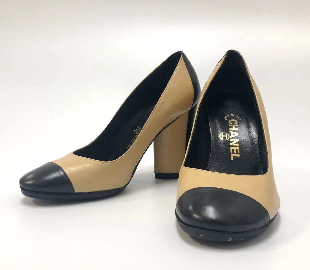 Chanel Nude and Black Heels