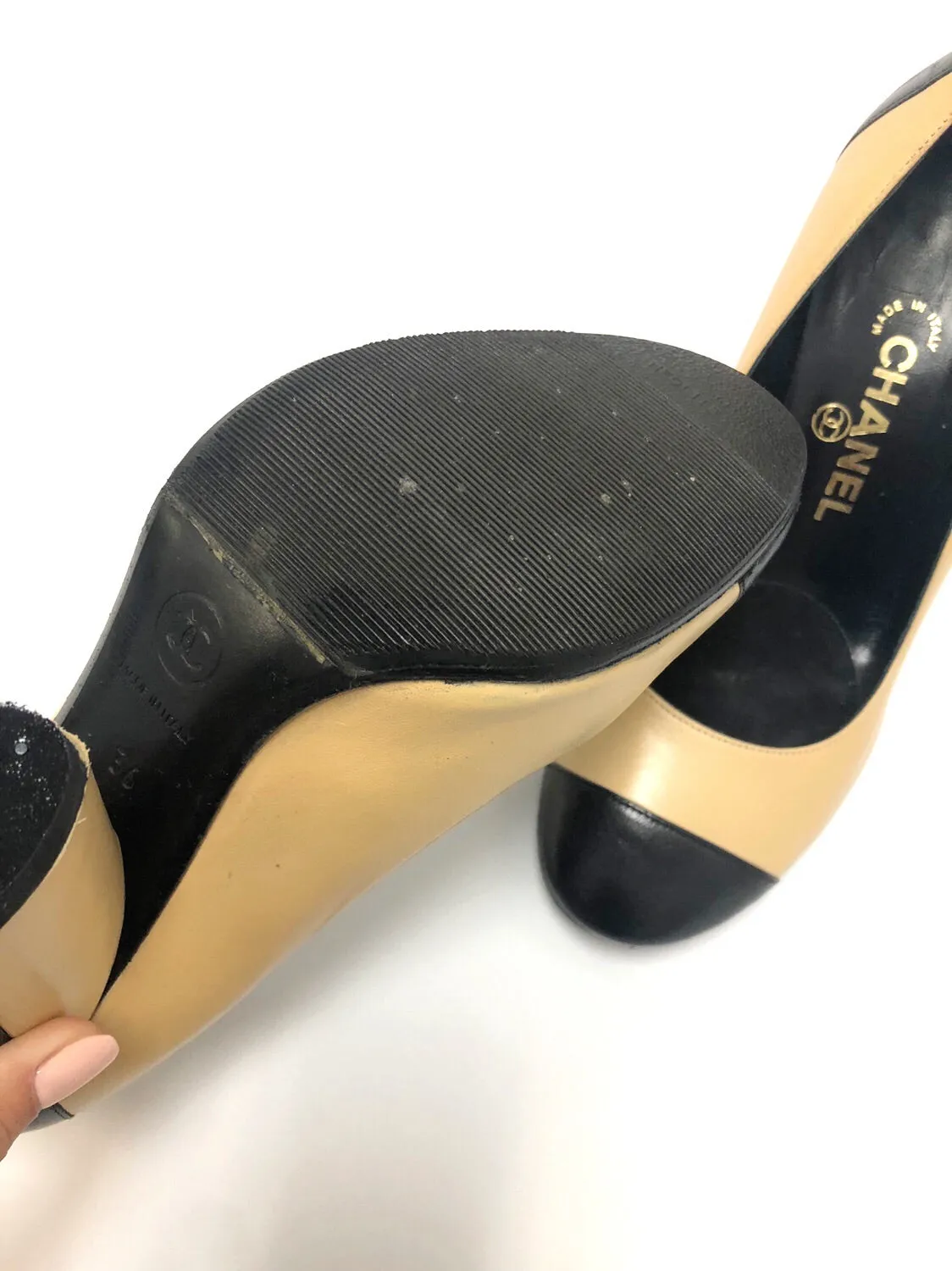 Chanel Nude and Black Heels