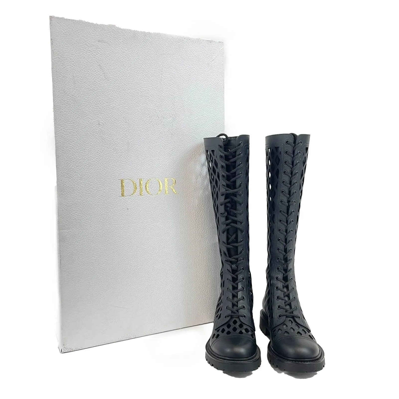 Christian Dior - D-Trap Black High Boots in Matt Calfskin 35.5 US 5.5 BRAND NEW