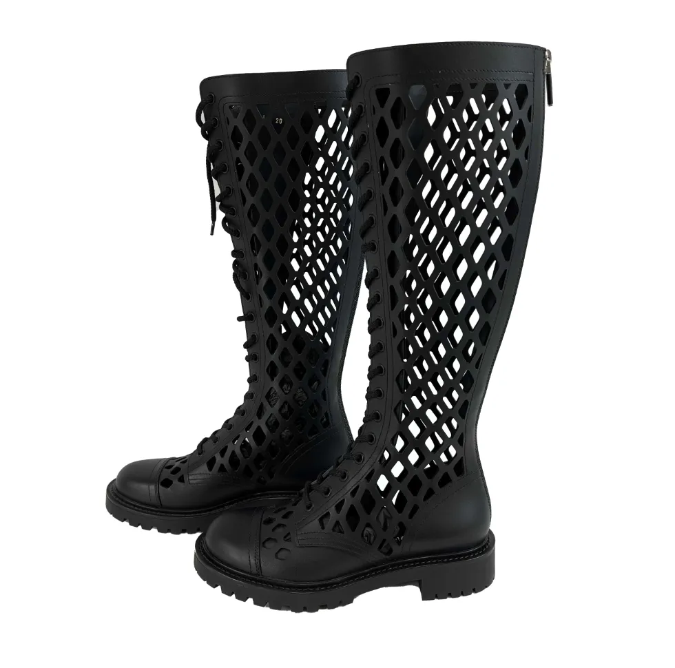 Christian Dior - D-Trap Black High Boots in Matt Calfskin 35.5 US 5.5 BRAND NEW