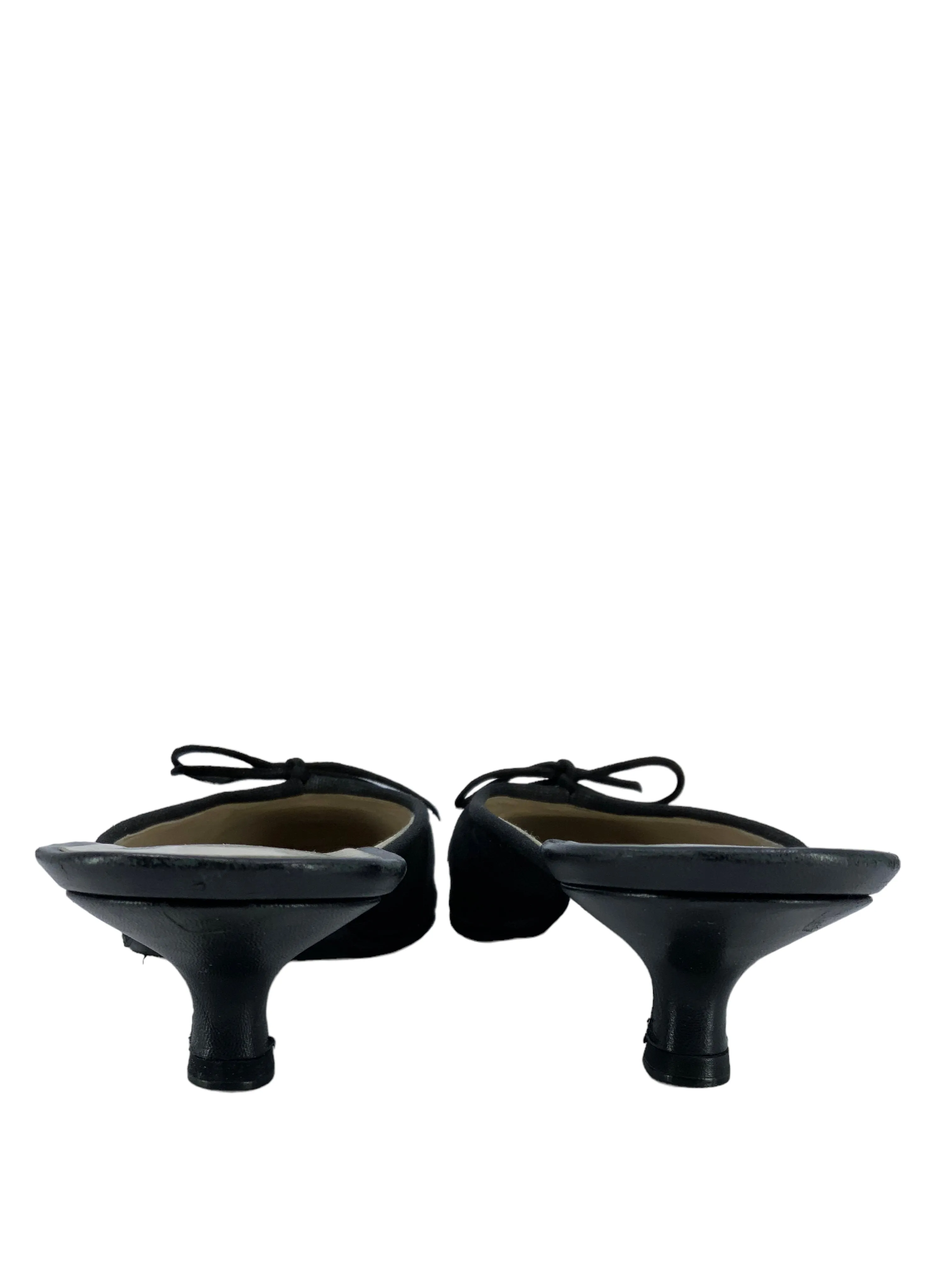 CL Suede and Leather CC Cap Toe Kitten Heel Mules Size 10.5