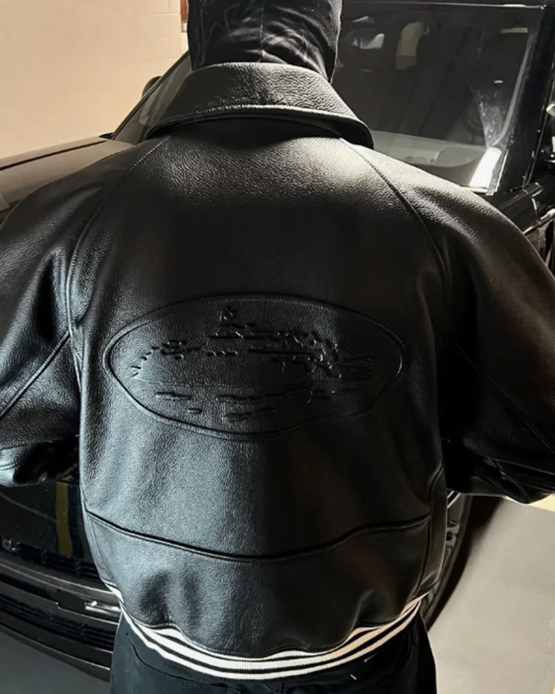 Corteiz RTW SkyDive Black Leather Jacket