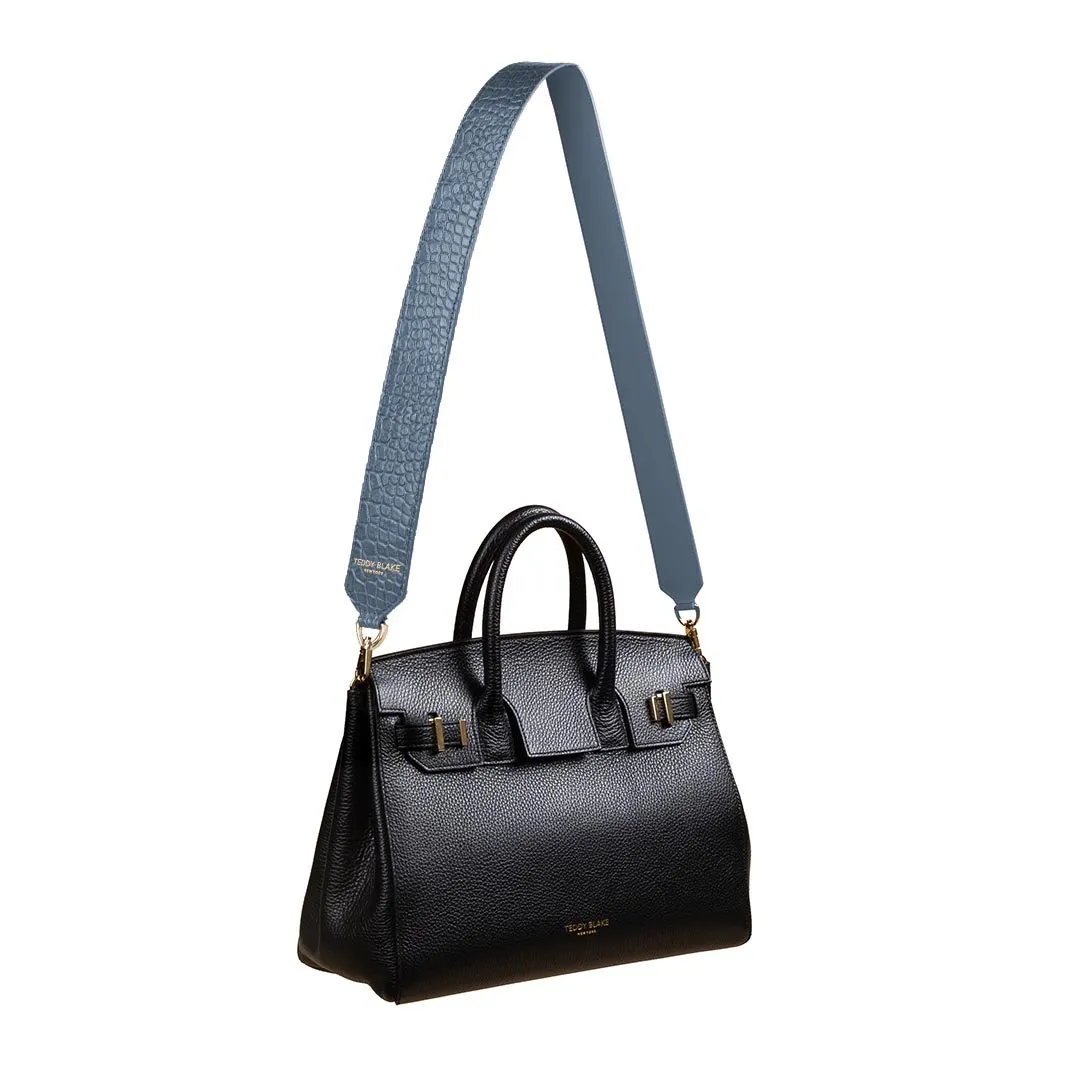 Croco Leather Wide Strap - Blue