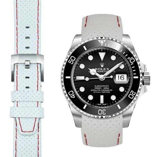 Curved End Racing Leather Strap for Rolex Submariner Ceramic with Tang Buckle
