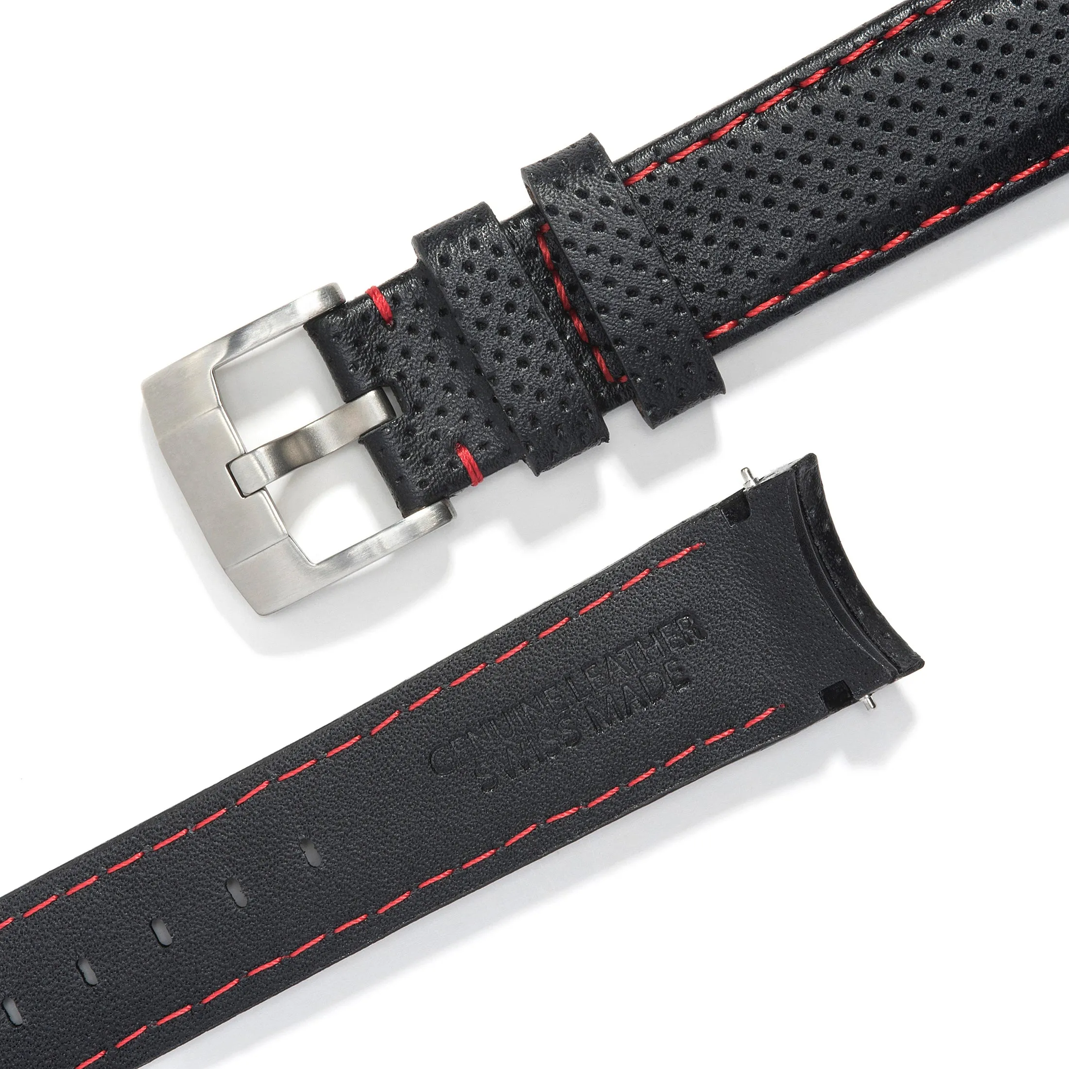 Curved End Racing Leather Strap for Rolex Submariner Ceramic with Tang Buckle