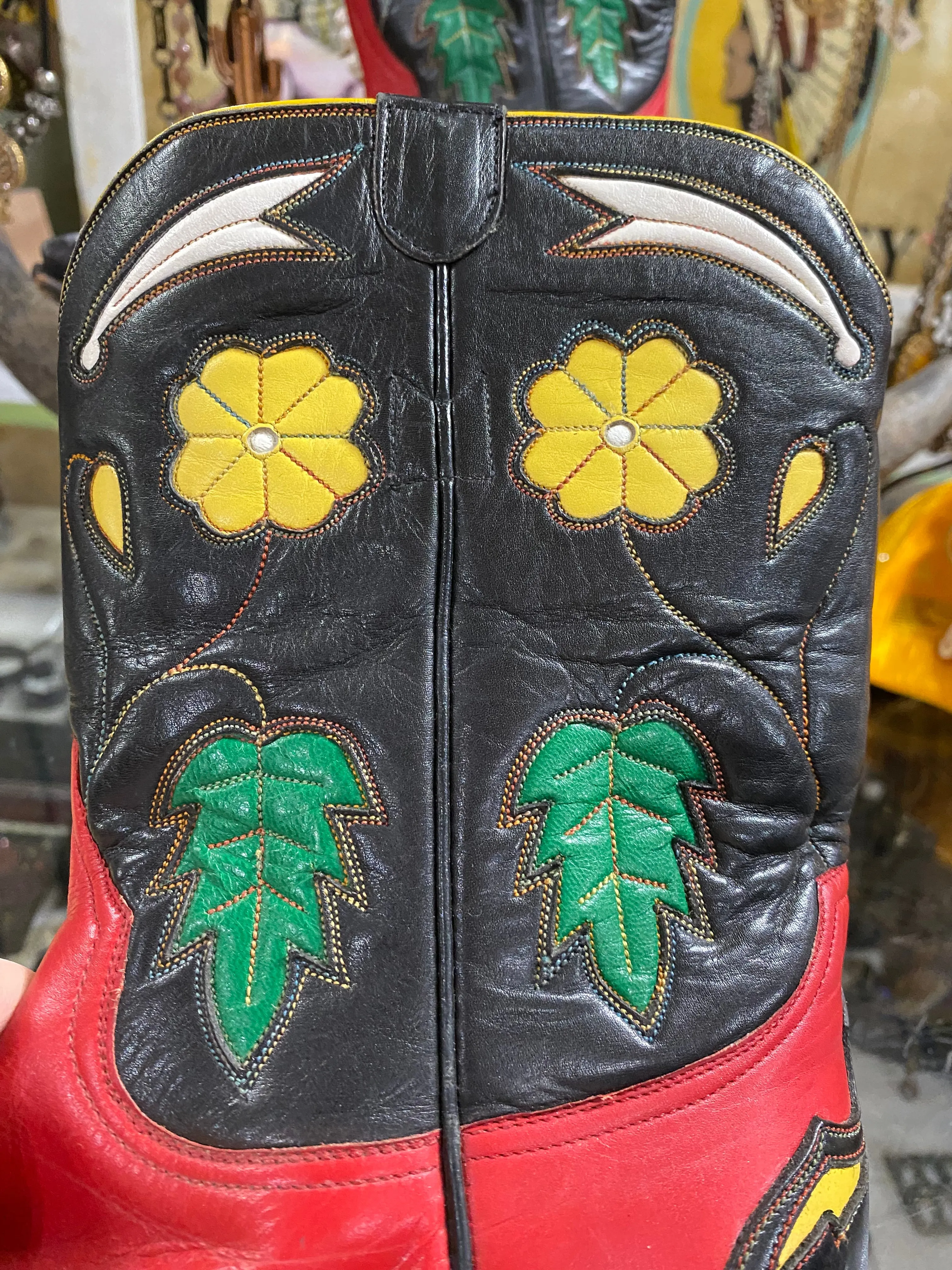 Custom Stallion Red Black Floral Boots 8B