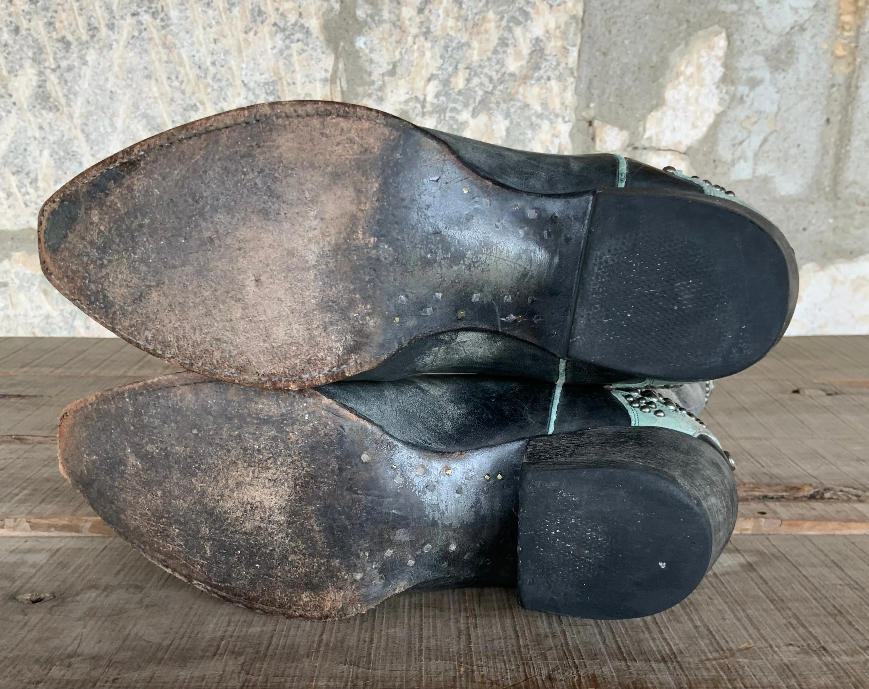 DDR Distressed Turquoise Eagle Boots 8.5