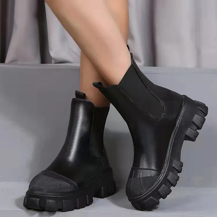 DEANWANGKT Fashion Winter Women Shoes Thick-Soled Women Boots Thicken Waterproof Platform Women's High Heel Shoes Botas Zapatillas Mujer