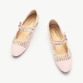 Double-Strap Tweed Mary Jane (Clara) Pink