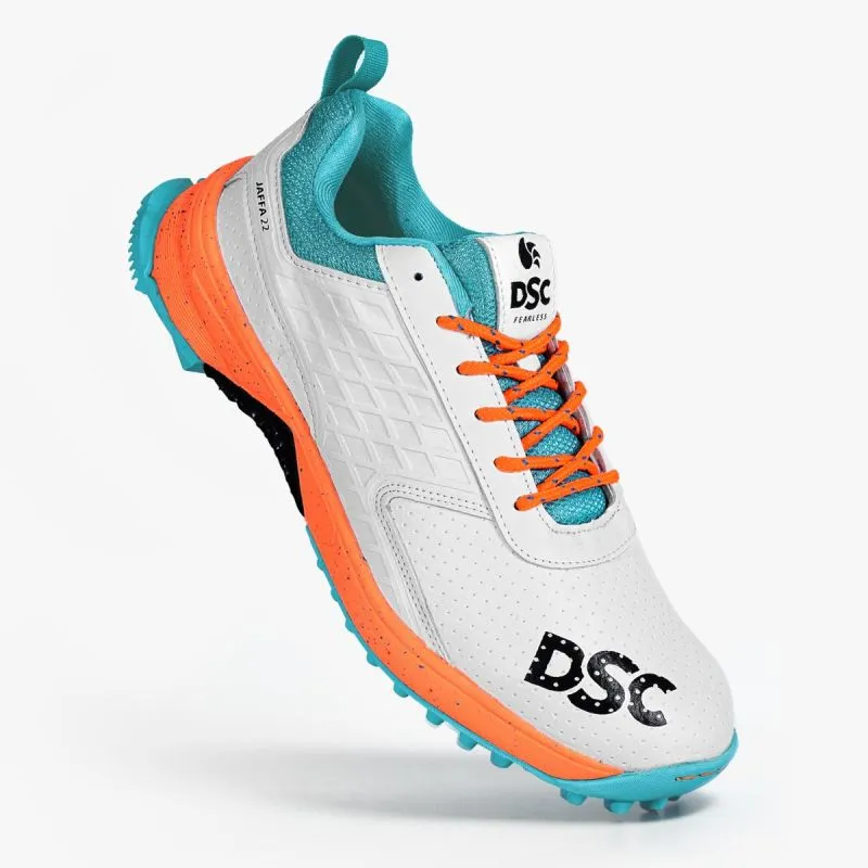 DSC JAFFA22 CRICKET SHOES (WHITE/SEA GREEN/FLURO ORANGE)
