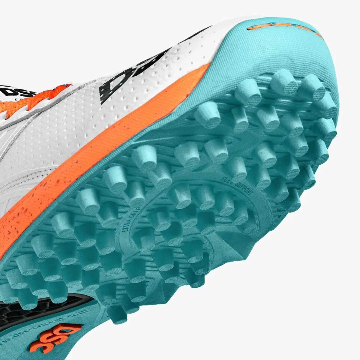 DSC JAFFA22 CRICKET SHOES (WHITE/SEA GREEN/FLURO ORANGE)