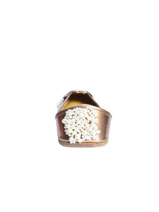 Euphoria - Copper Beads Embellished Faux Leather Juttis