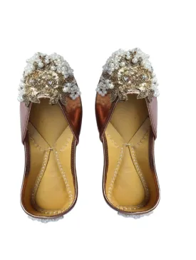 Euphoria - Copper Beads Embellished Faux Leather Juttis