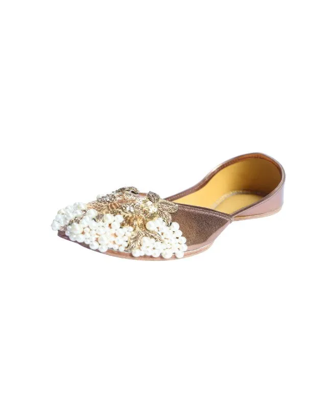 Euphoria - Copper Beads Embellished Faux Leather Juttis