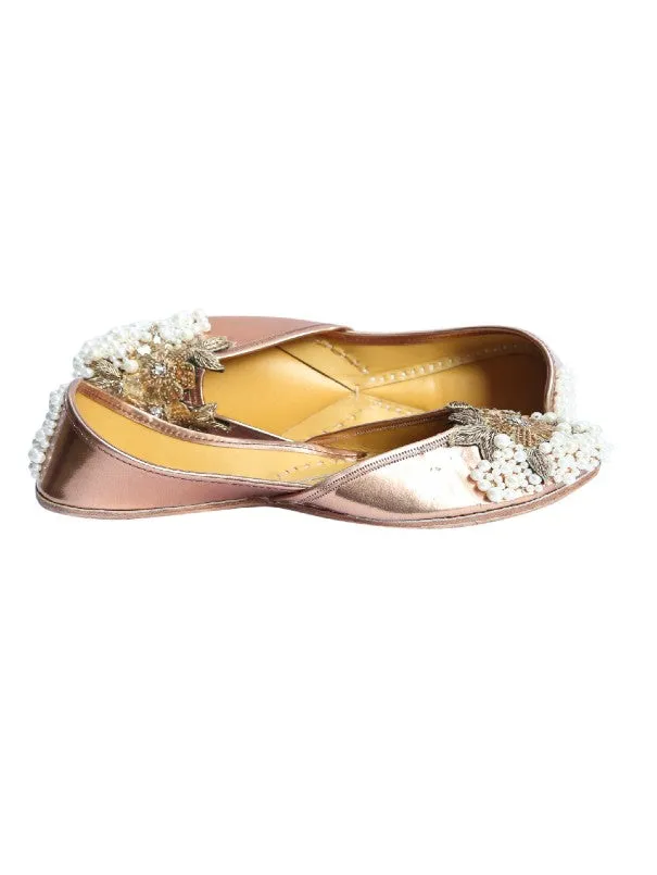 Euphoria - Copper Beads Embellished Faux Leather Juttis