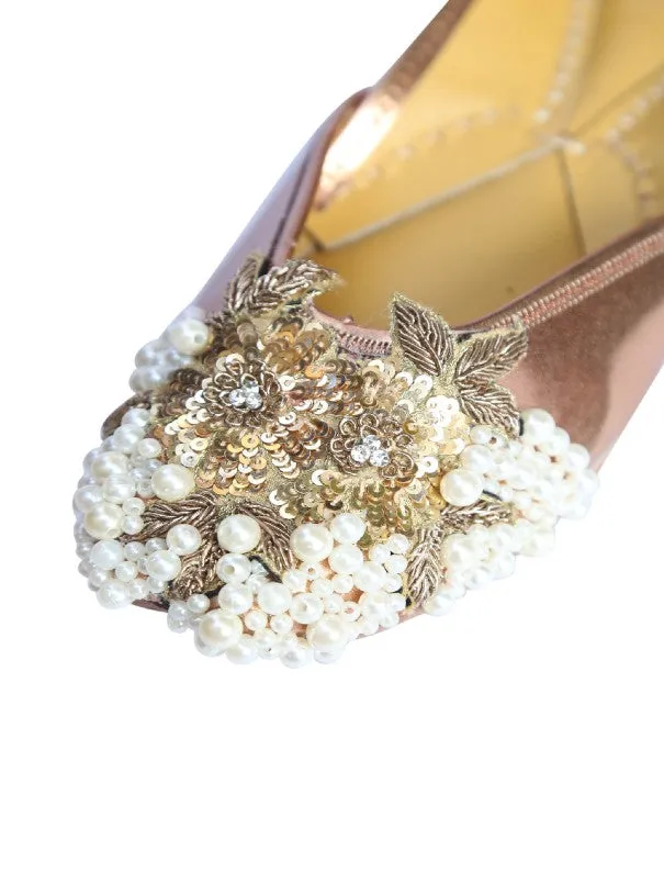 Euphoria - Copper Beads Embellished Faux Leather Juttis