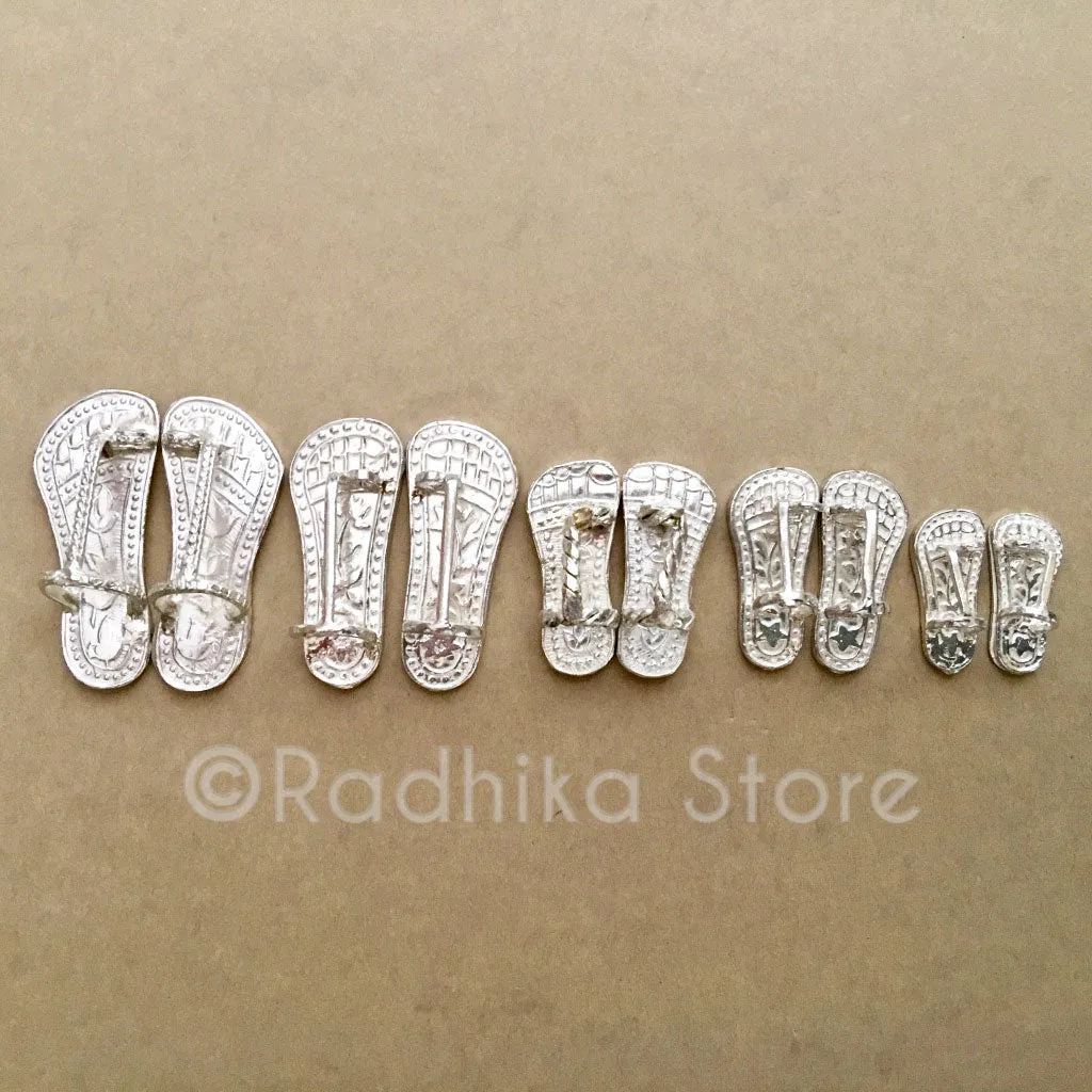 Fancy Silver Deity Shoes - 5 Sizes (For Her)