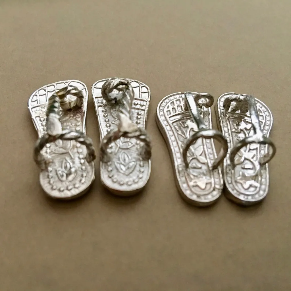 Fancy Silver Deity Shoes - 5 Sizes (For Her)