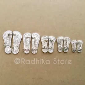 Fancy Silver Deity Shoes - 5 Sizes (For Her)