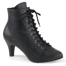 Faux Leather Black Ankle Boots