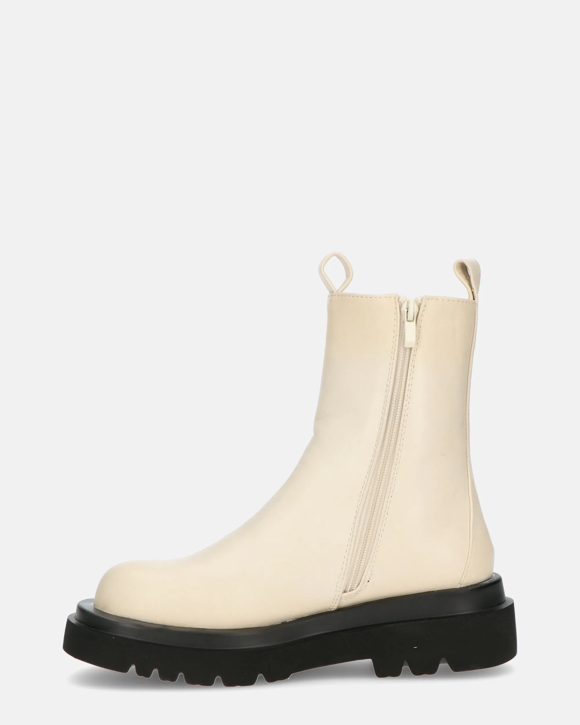 FEBE - scarpe beige con banda elastica in ecopelle