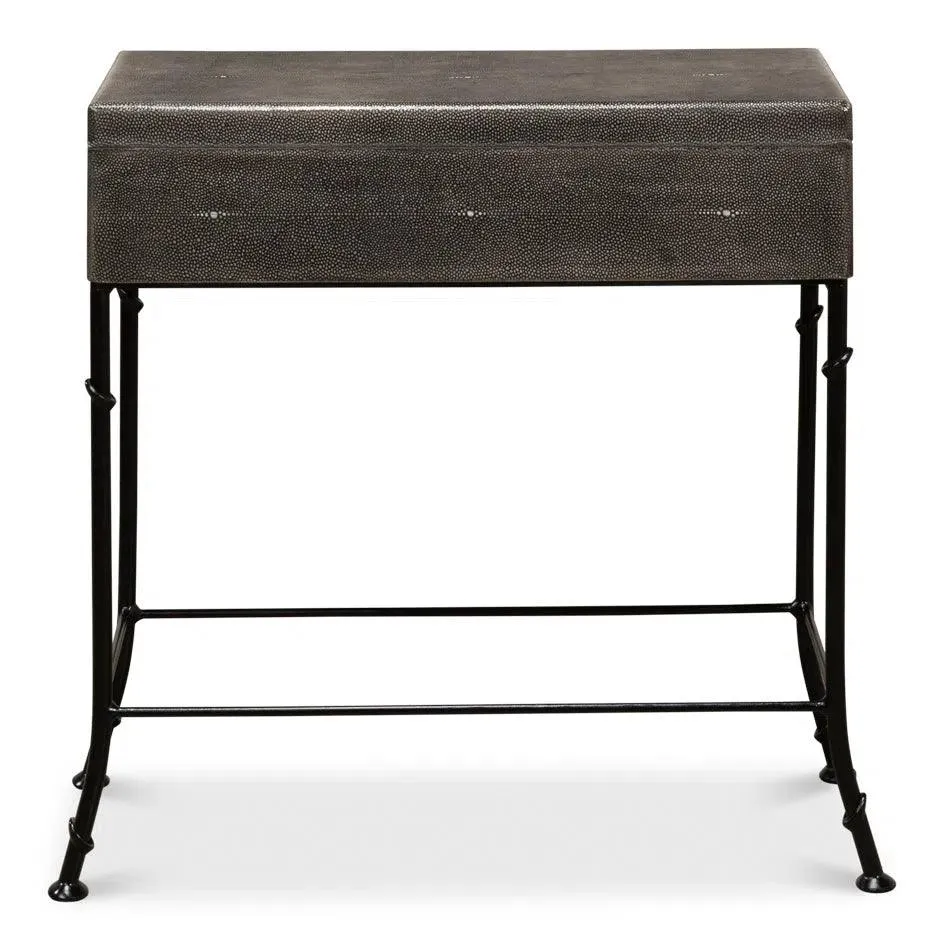 Grey Leather Shagreen Box On Stand Console Table